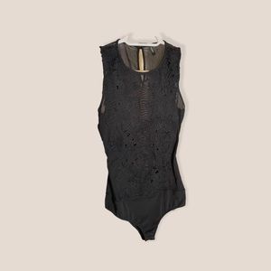 Sexy black bodysuit, lace see through back